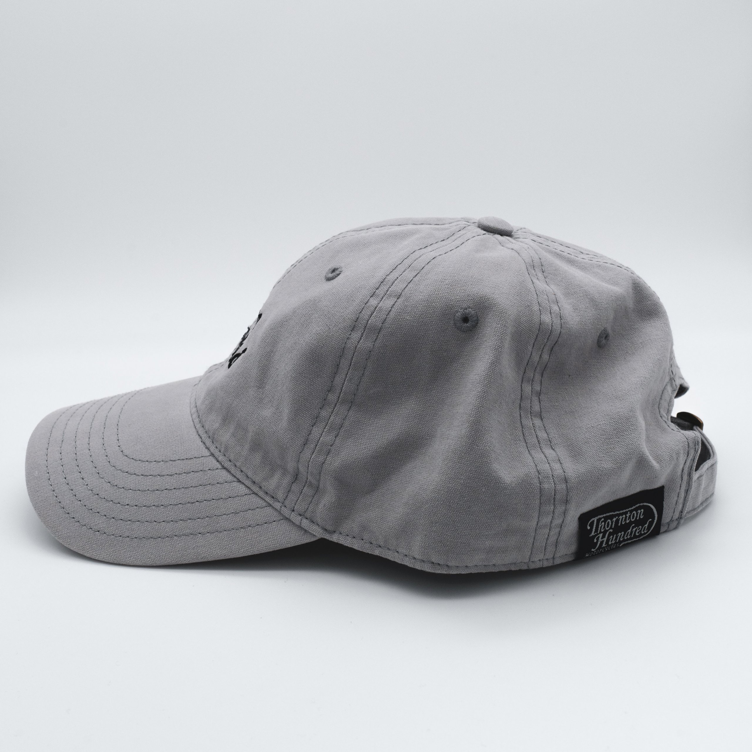TH Embroidered Cap: Grey - Thornton Hundred Motorcycles
