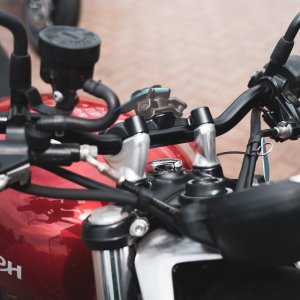 a picture of a Street Twin Bar clamp mount on a motorcycle